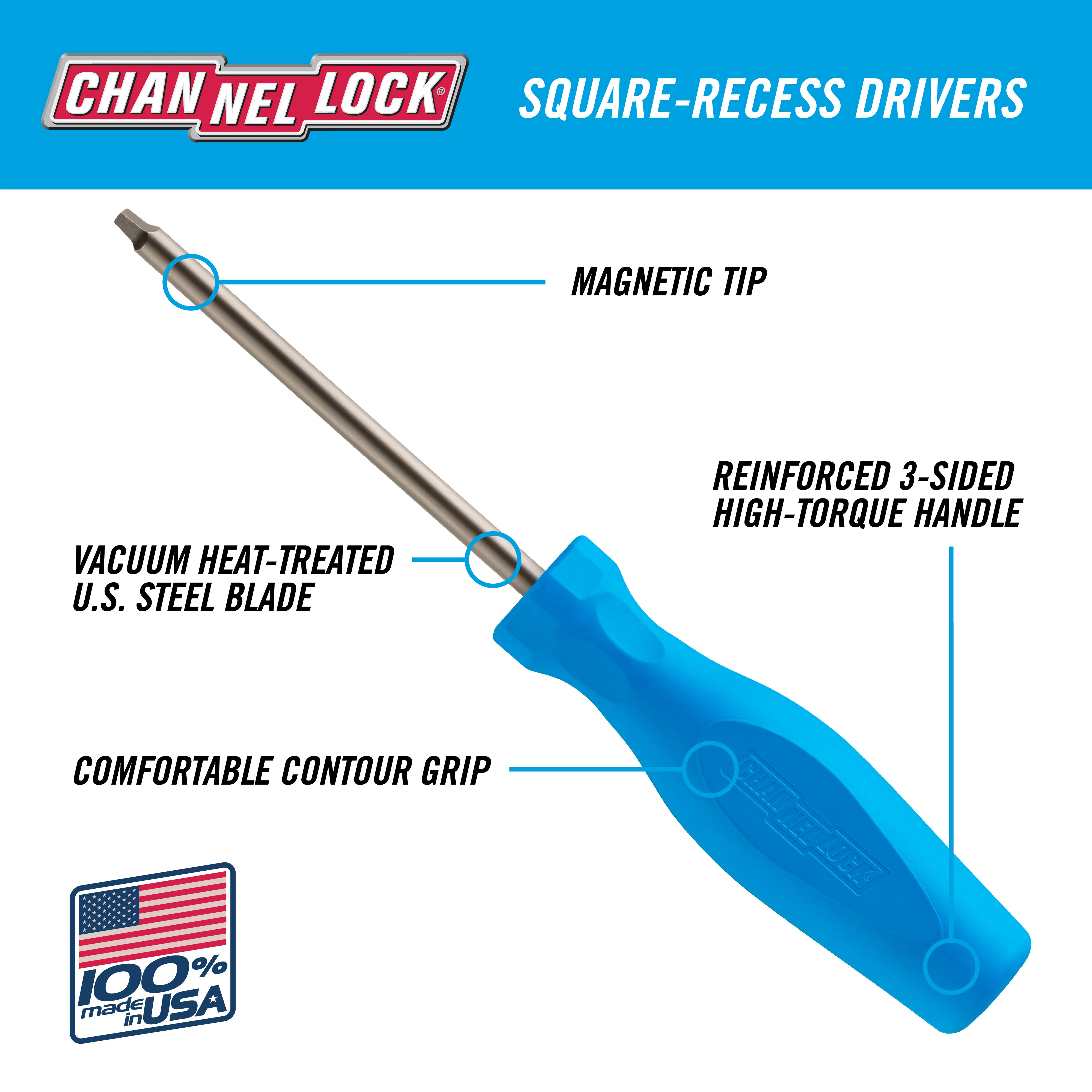 Square Recess #0 x 3-inch Professional Screwdriver (R030H) - Image 3